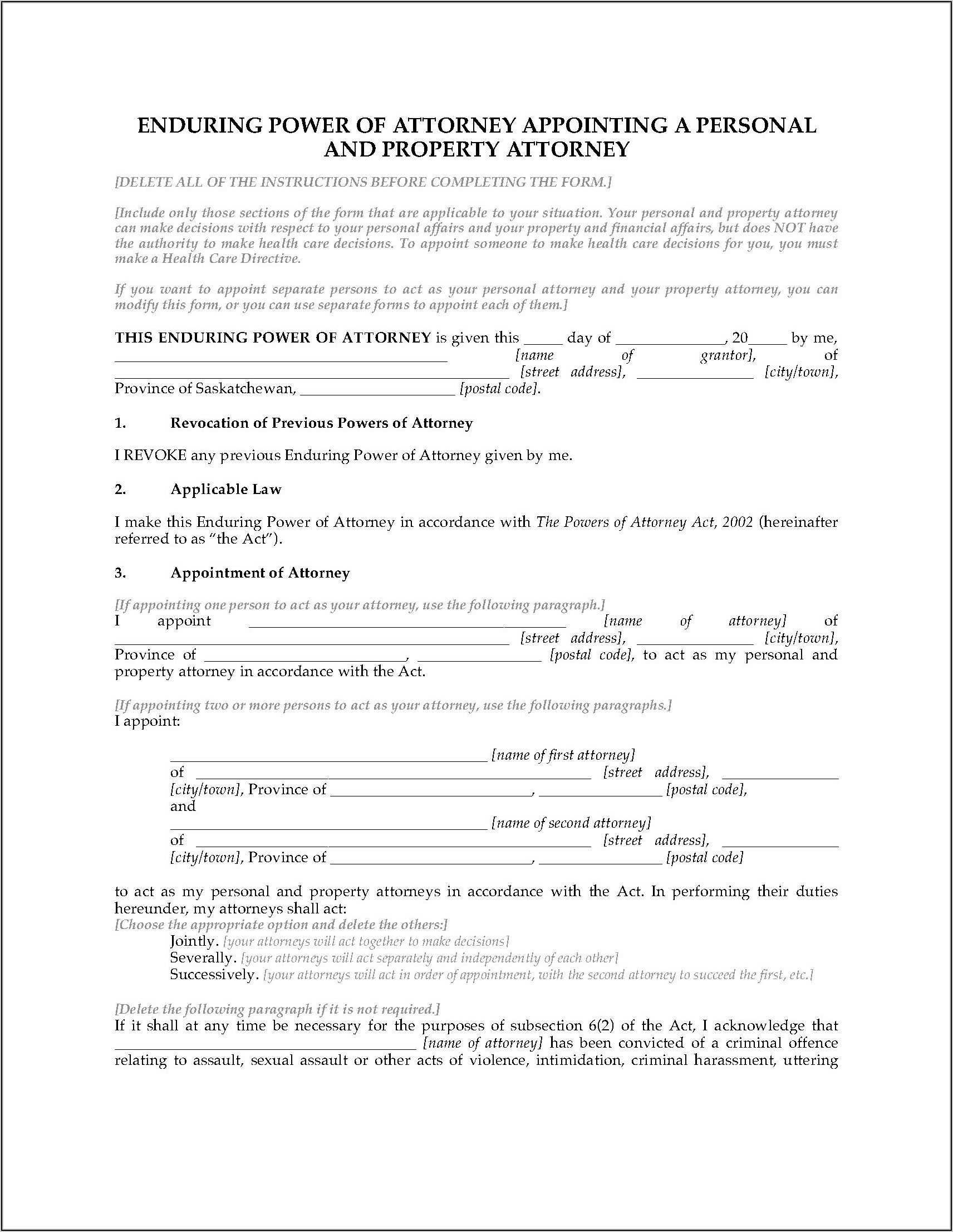 Enduring Power Of Attorney Forms