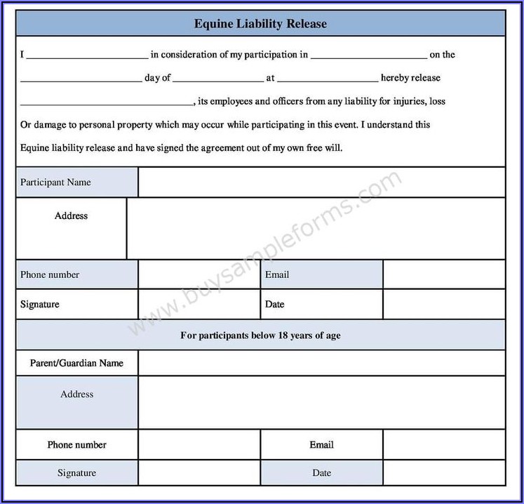 Equine Liability Release Form