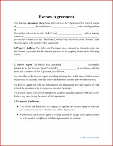 Escrow Agreement Template Pdf