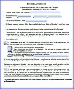 Florida Small Estate Affidavit Form