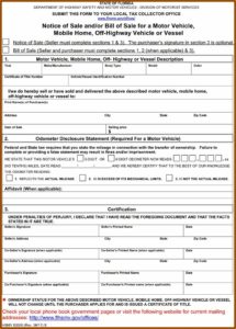 Florida Vehicle Bill Of Sale Form Pdf