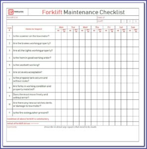 Forklift Checklist Template Pdf