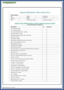 Forklift Checklist Template Word