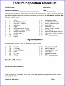 Forklift Inspection Checklist Template