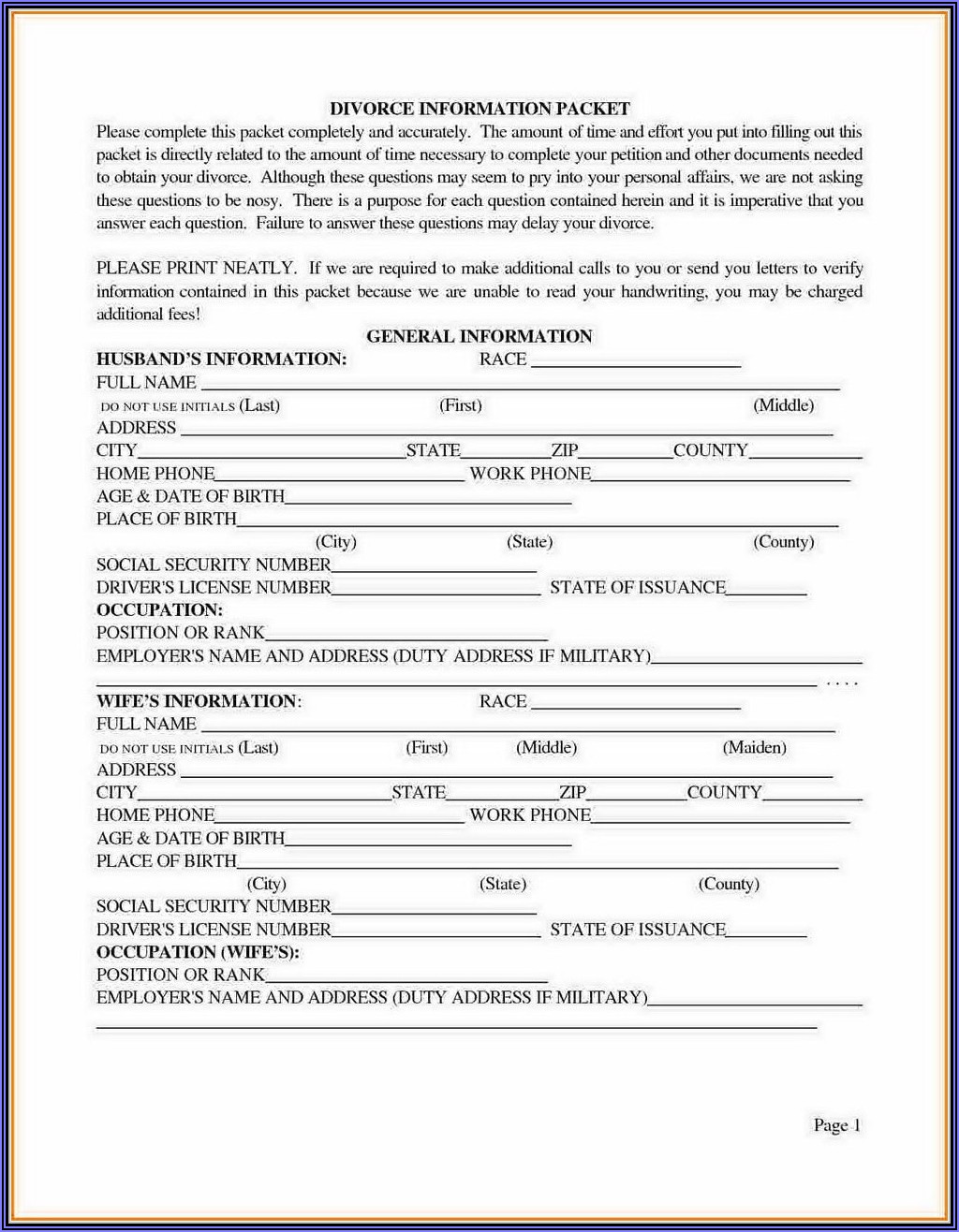 Forms Needed To File For Divorce In Texas