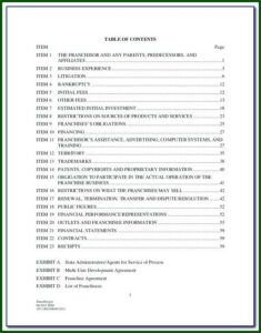 Franchise Disclosure Document Sample Pdf