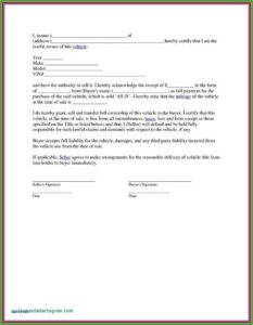 Free Blank Auto Bill Of Sale Form