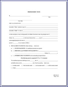 Free Blank Promissory Note Forms