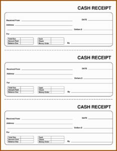 Free Cash Receipt Template Printable