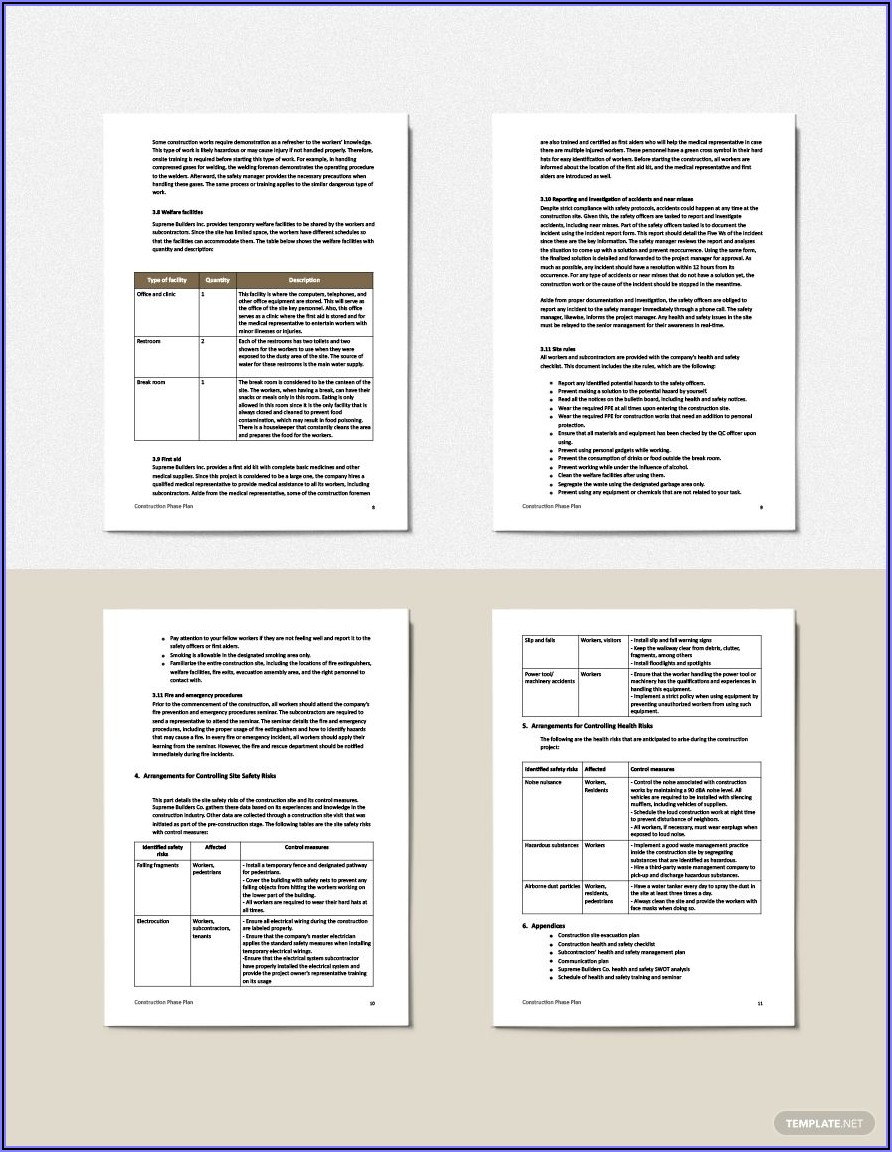 Free Construction Phase Plan Template Word