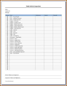 Free Hgv Vehicle Inspection Sheet Template