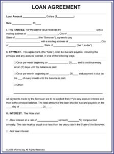 Free Loan Agreement Forms Download