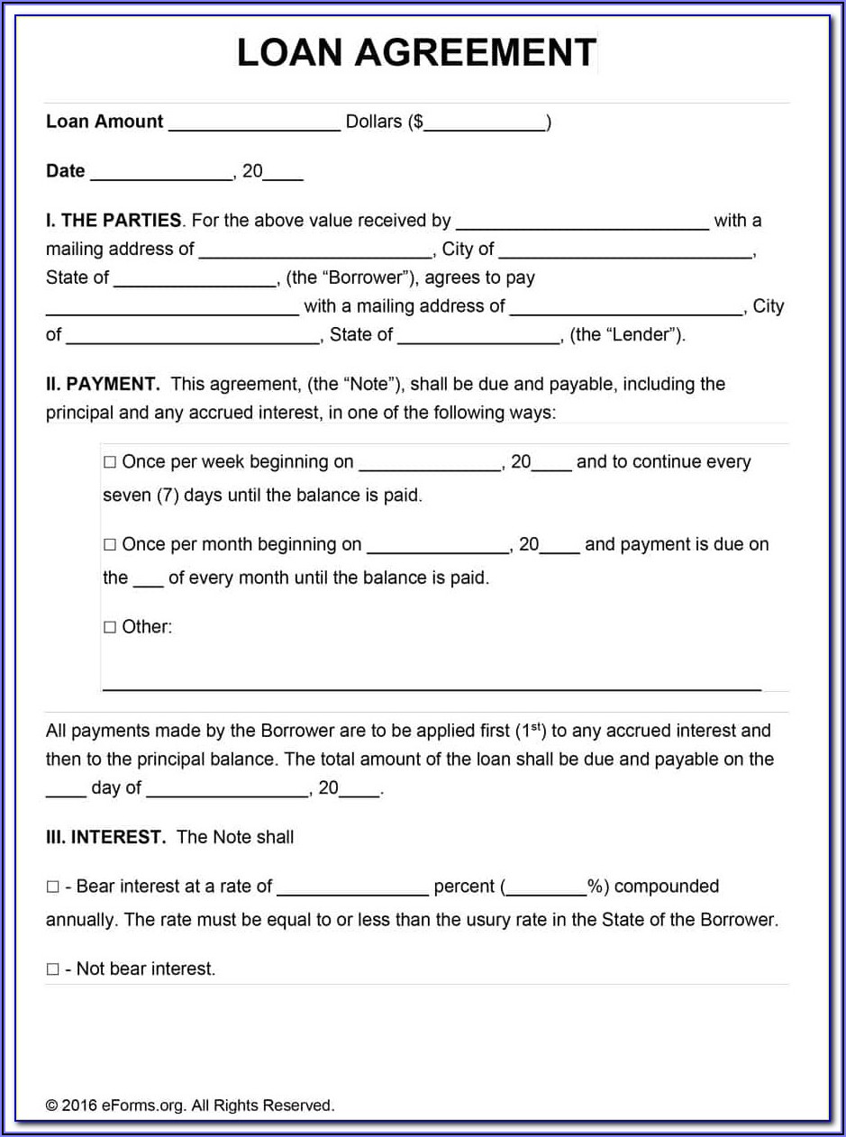 Free Loan Agreement Forms Download