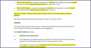 Free Loan Agreement Template Uk Pdf