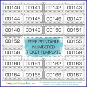 Free Numbered Raffle Ticket Template