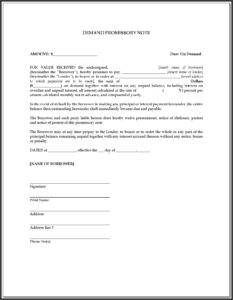 Free On Demand Promissory Note Template