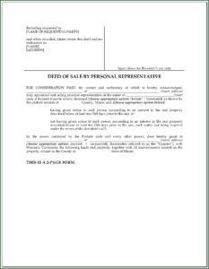 Free Personal Representative Deed Form Colorado