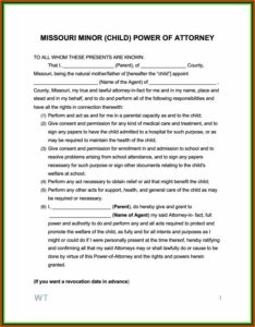 Free Printable Power Of Attorney Forms For Child