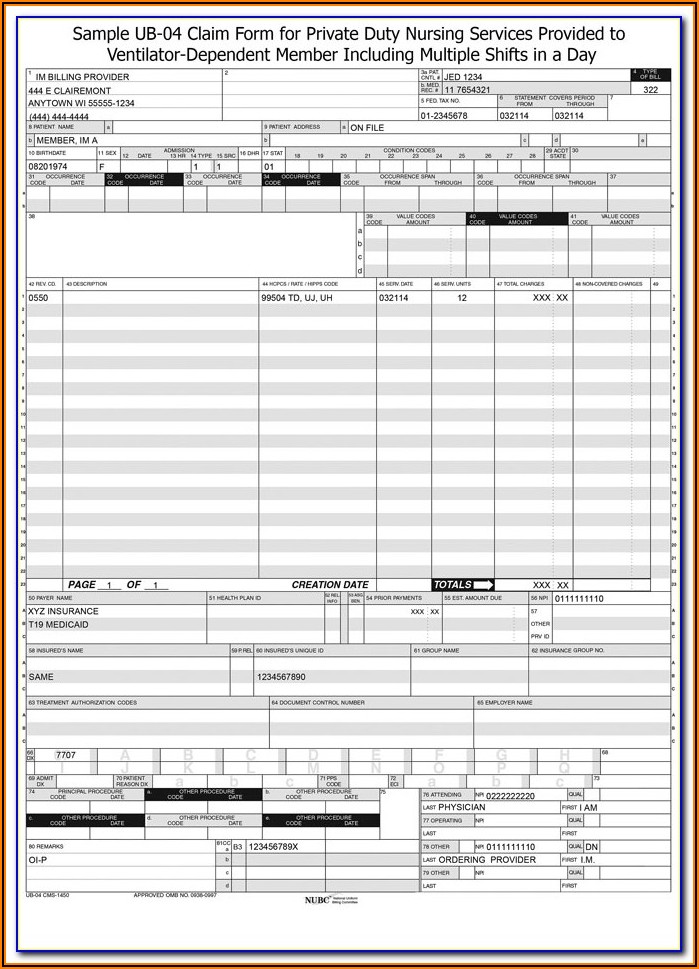 Free Red Ub 04 Form Download