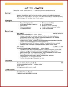 Free Resume Templates For Teaching Positions