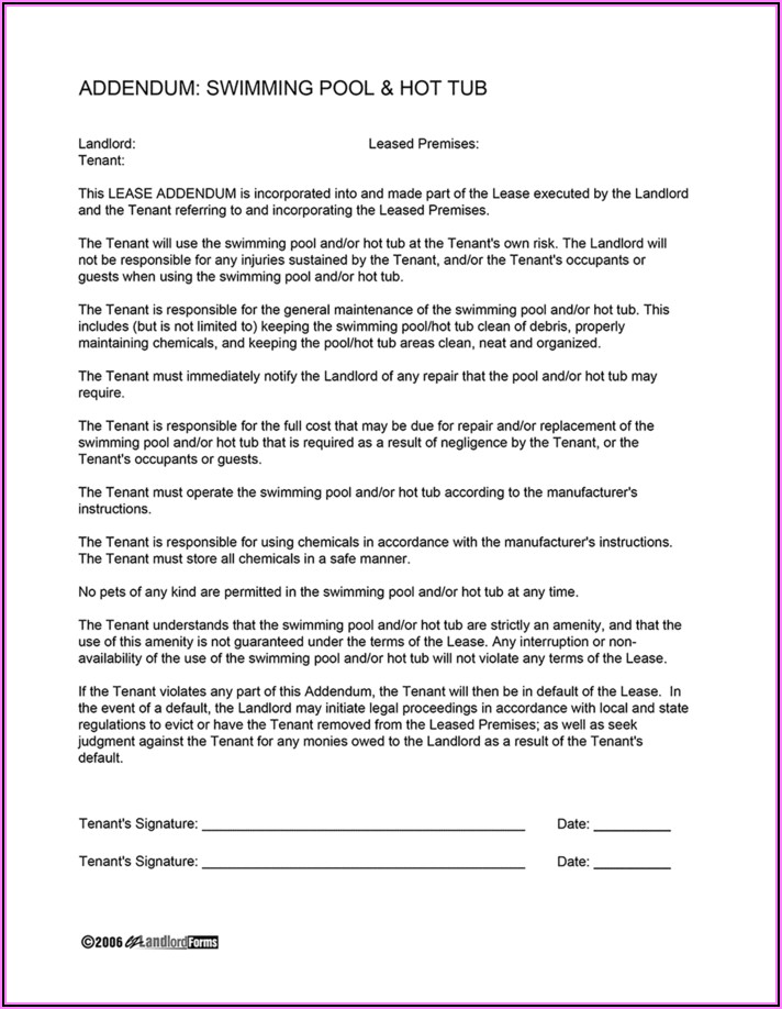 Free Swimming Pool Waiver Form