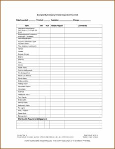 Free Vehicle Inspection Sheet Template Uk