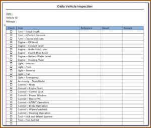 Free Vehicle Inspection Sheet Template Word