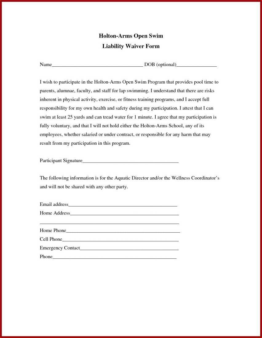 General Release Of Liability Waiver Template