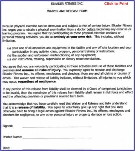 Generic Waiver Release Form