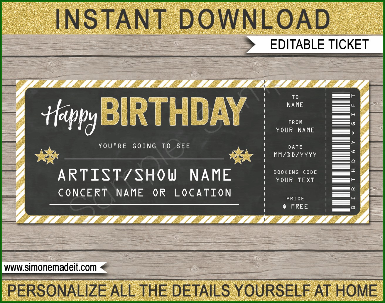 Gift Certificate Template For Concert Tickets