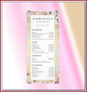Hair Salon Service Menu Templates