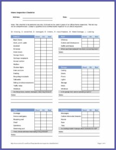 Home Inspection Checklist Forms Free