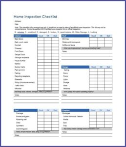 Home Inspection Checklist Template