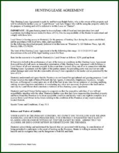 Hunting Land Lease Agreement Form Free