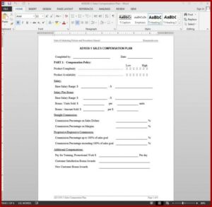 Inside Sales Compensation Plan Template