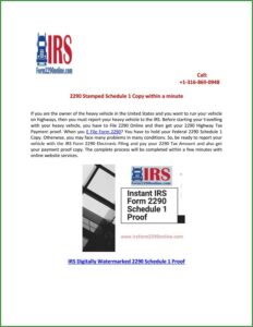 Irs Tax Form 2290 Schedule 1