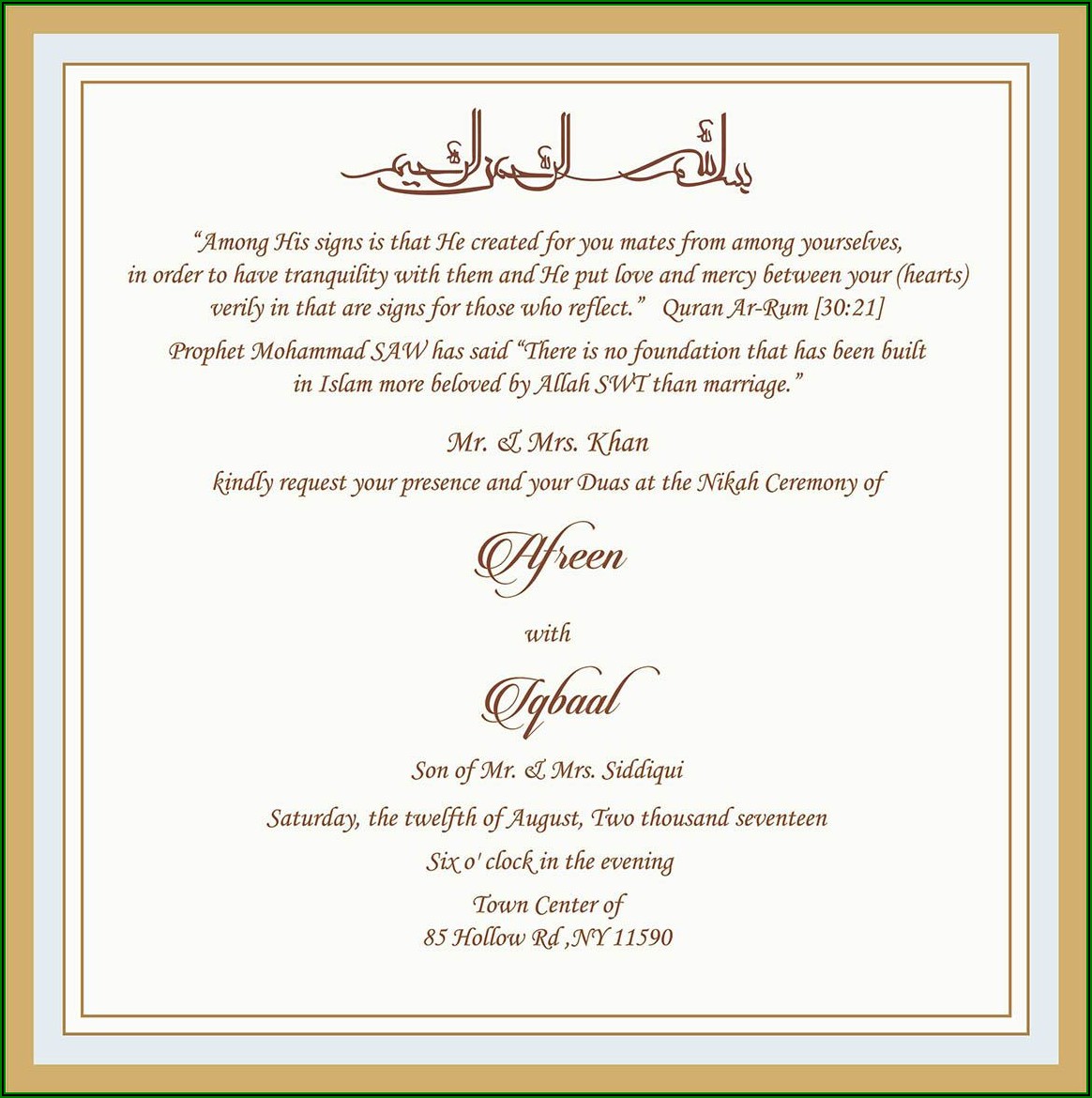 Islamic Wedding Invitations Templates
