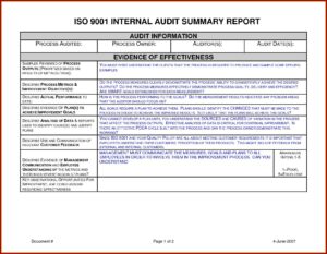 Iso 13485 Internal Audit Report Template