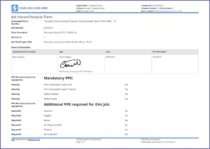 Job Hazard Analysis Form Template Construction