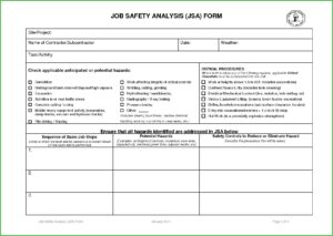 Jsa Job Safety Analysis Form