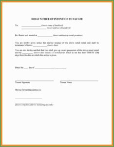 Landlord 30 Day Notice To Vacate Template