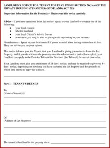 Landlord Eviction Notice Template Scotland