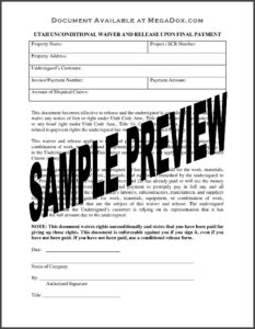 Lien Release Form Utah