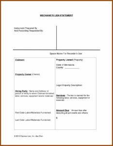 Lien Waiver Form Mn Free