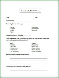 Marriage Counseling Intake Form