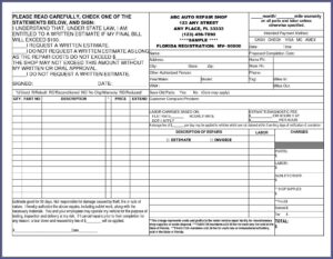 Microsoft Word Auto Repair Invoice Template