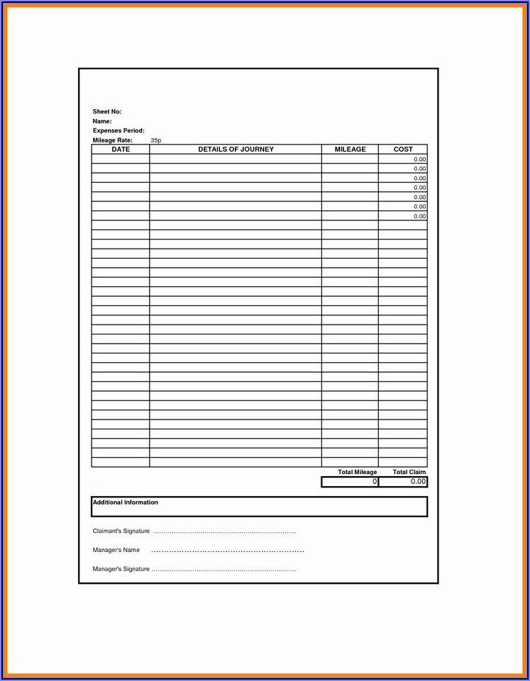 Mileage Expense Form Template Free