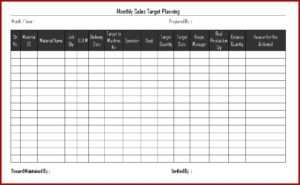 Monthly Sales Planner Template