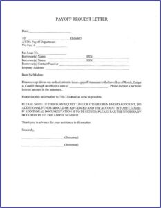 Mortgage Payoff Statement Template Word