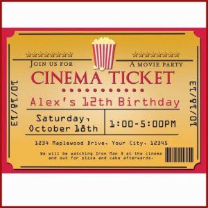 Movie Theater Ticket Invitation Template